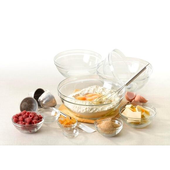 ARC France Vintage 8 PC Mixing Bowl Set Clear Glass Nesting Set - Picture 6 of 6